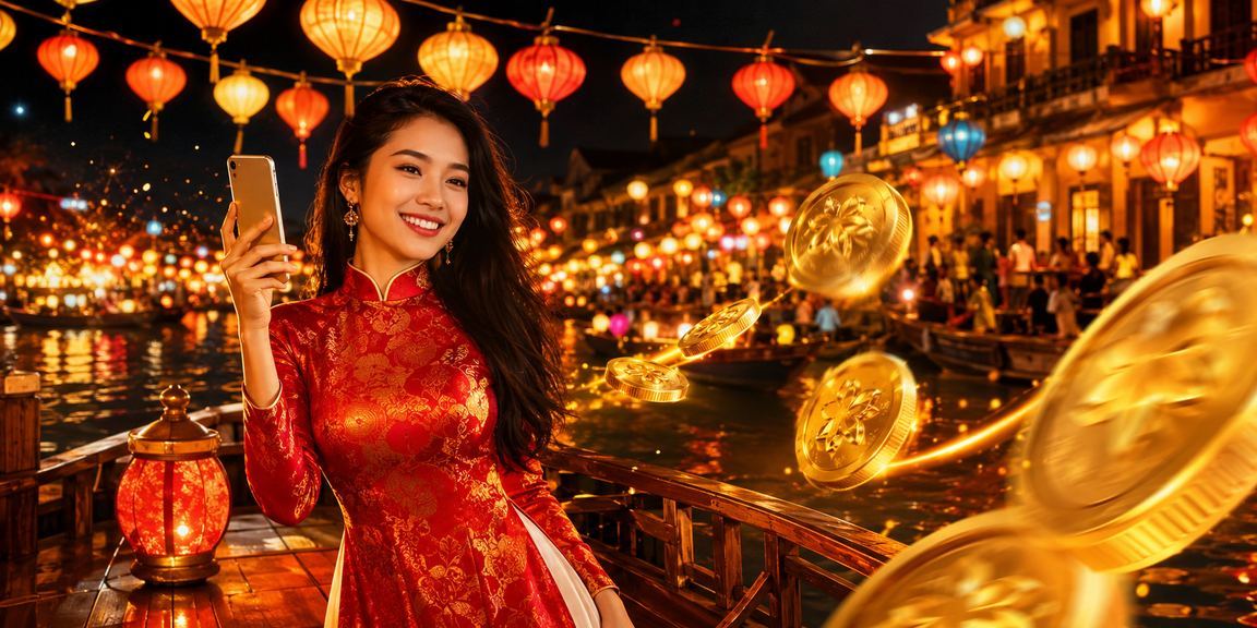 Khách hàng tham gia chương trình khuyến mãi tại Hội An với trang phục Áo dài